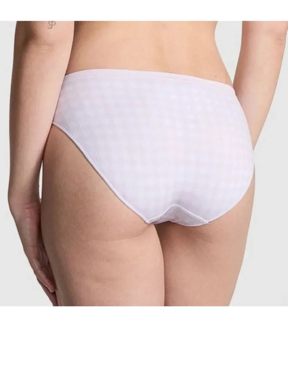 Victoria’s Secret PINK Seamless White and Purple Gingham Bikini Panty NWT!